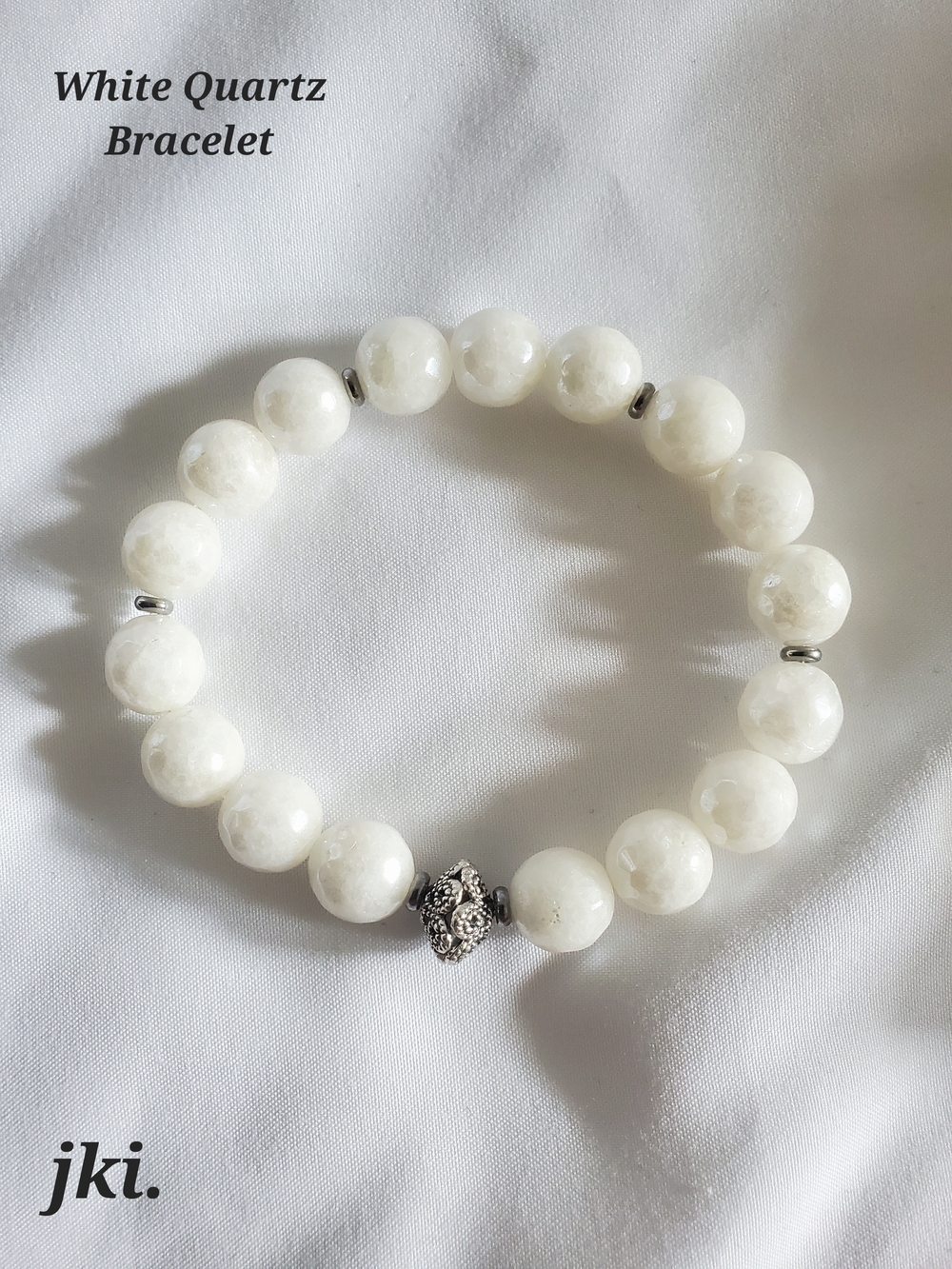 White Quartz Gemstone Beaded Bracelet
